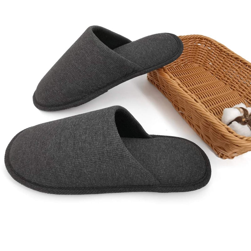 ofoot Men's Organic Cotton Cozy Indoor Slippers, Memory Foam House Flat,Washable Slip on Home Shoes(Charcoal Grey,US 9-10) - Image 5